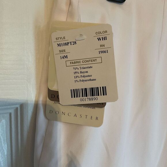 Doncaster Pants Dress White Ivory Flat Front Side Zipper Tapered Legs 14 - Picture 4 of 13